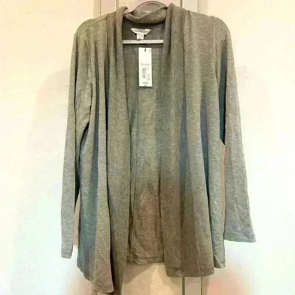 NWT LIZ CLAIBORNE Gray open cardigan Sz M